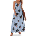 longue Olde Black Crow couleur café pour femme, robe d'été sans manches, robe de plage
